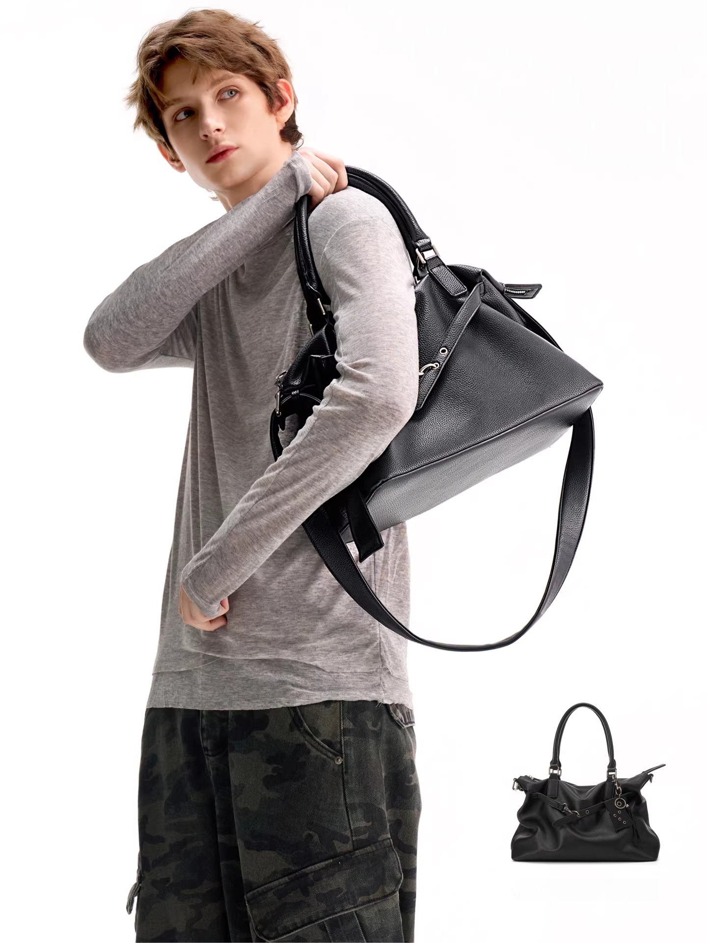 Original soft leather niche handbag for men and women, crossbody bag, shoulder bag, commuter tote bag