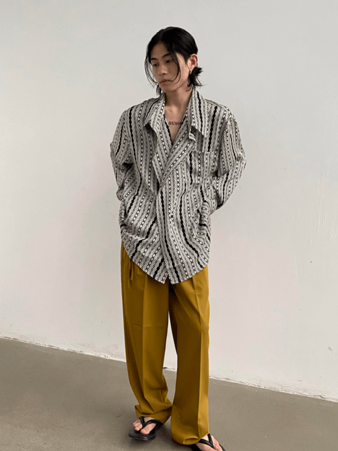 silk drape loose shirt sinclub0238