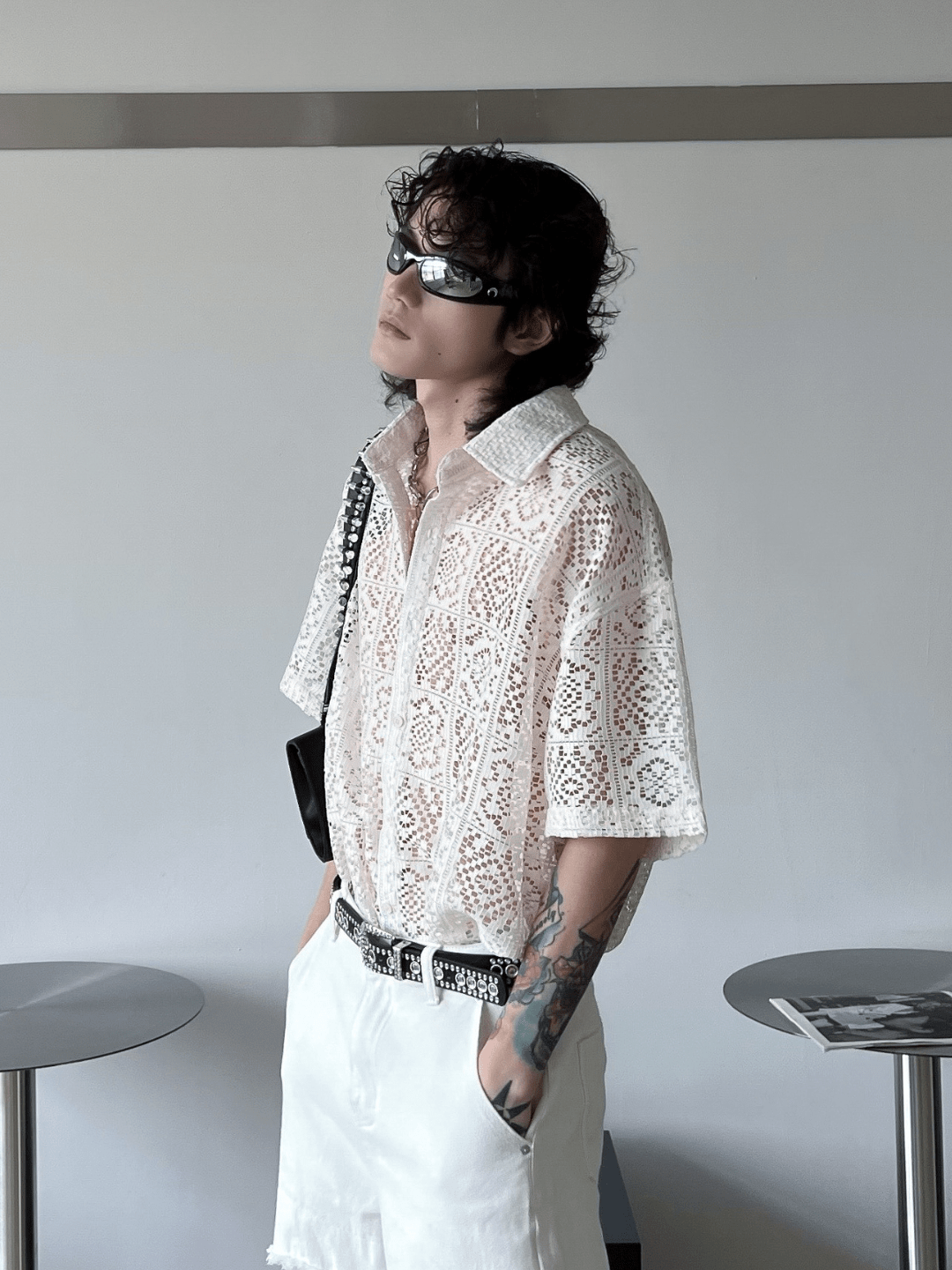 hollow design sense loose shirts st1791