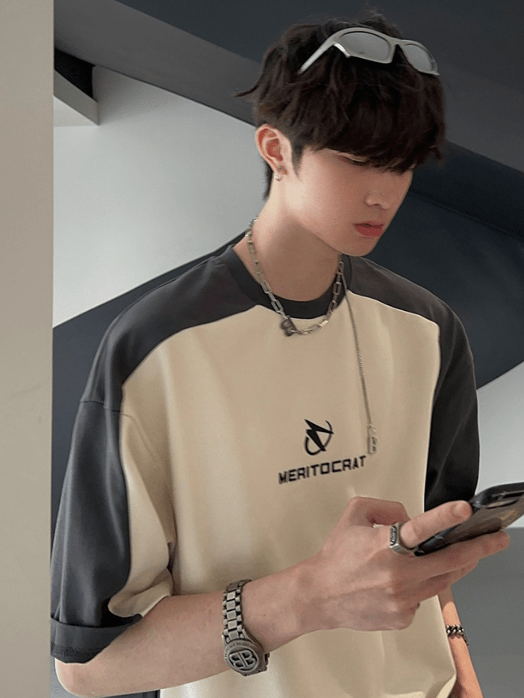 homme loose summer half-sleeve design t-shirt sinclub8077