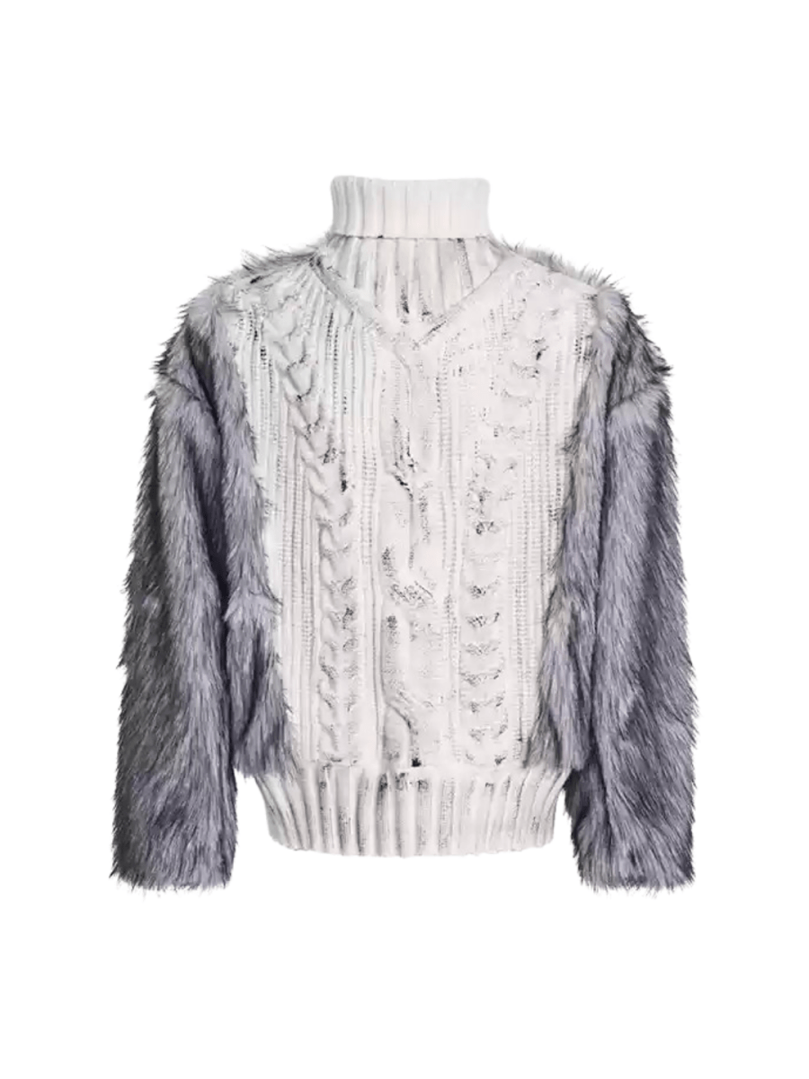 Fur turtleneck sweater sinclub3012