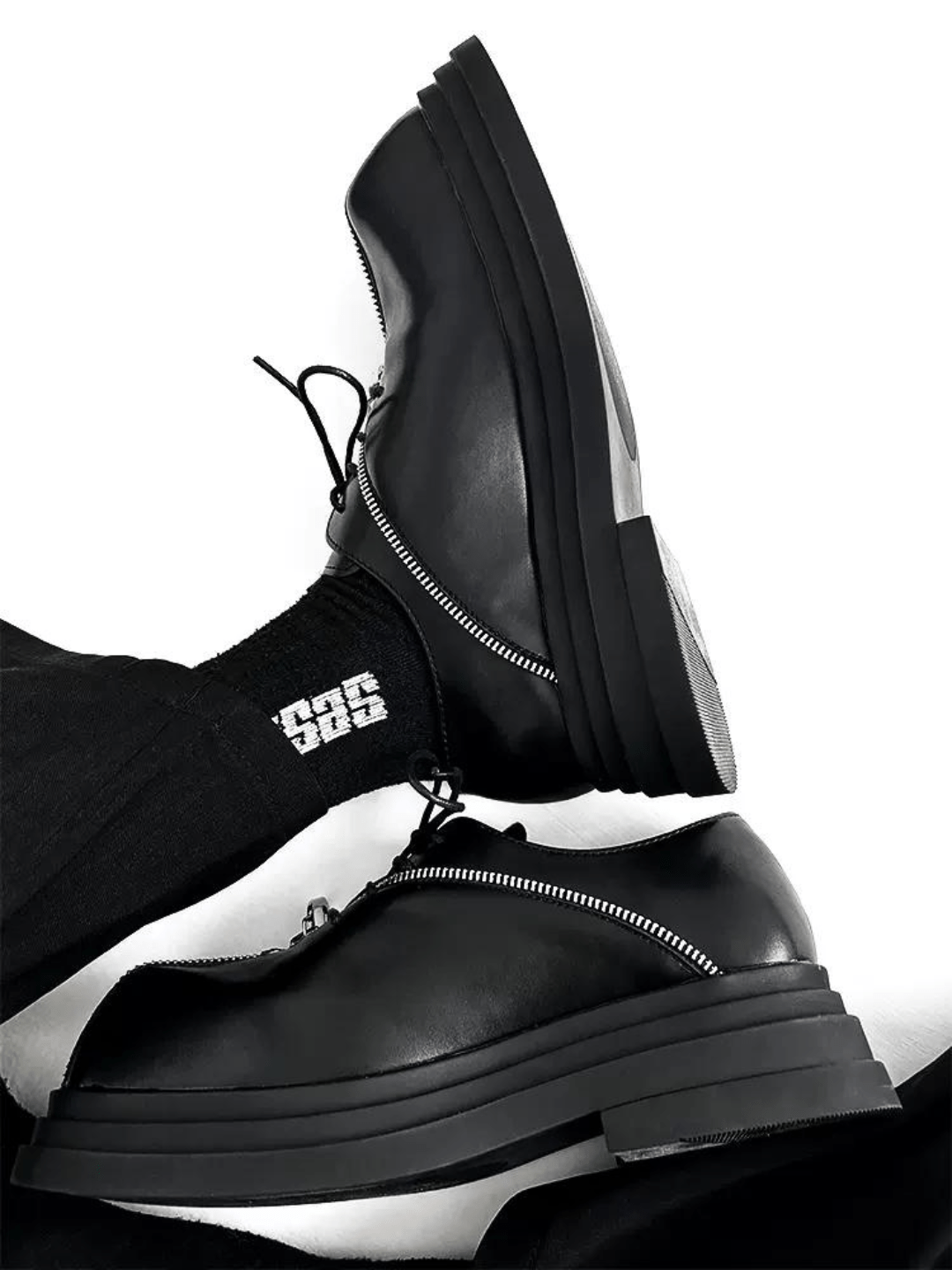 Square head leather shoes st2123