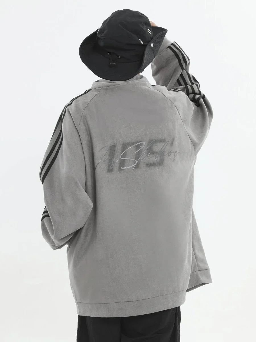 STRIPED CASUAL ZIPPER JACKET sinclub9661