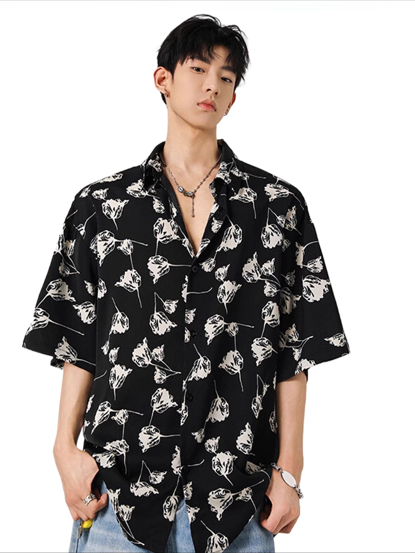 Floral shirt men's short-sleeved casual jacket SIN0865