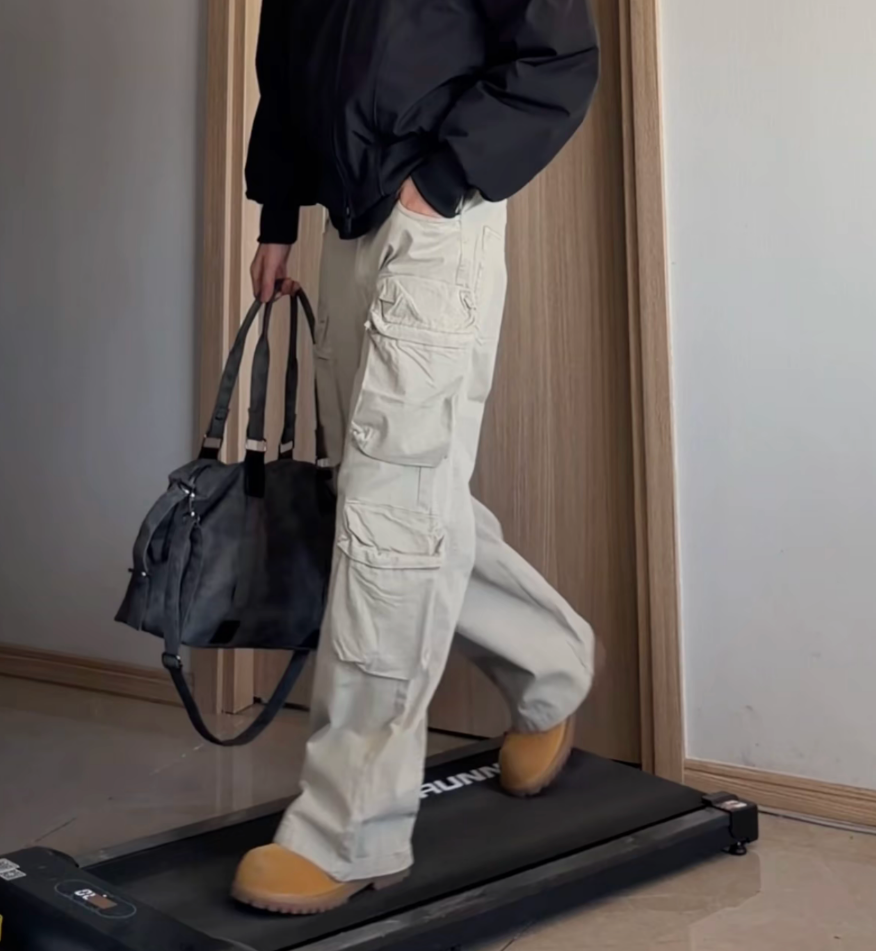 American-style trendy casual trousers for men, loose fit, multi-pocket long trousers, floor-length trousers sinclub9981