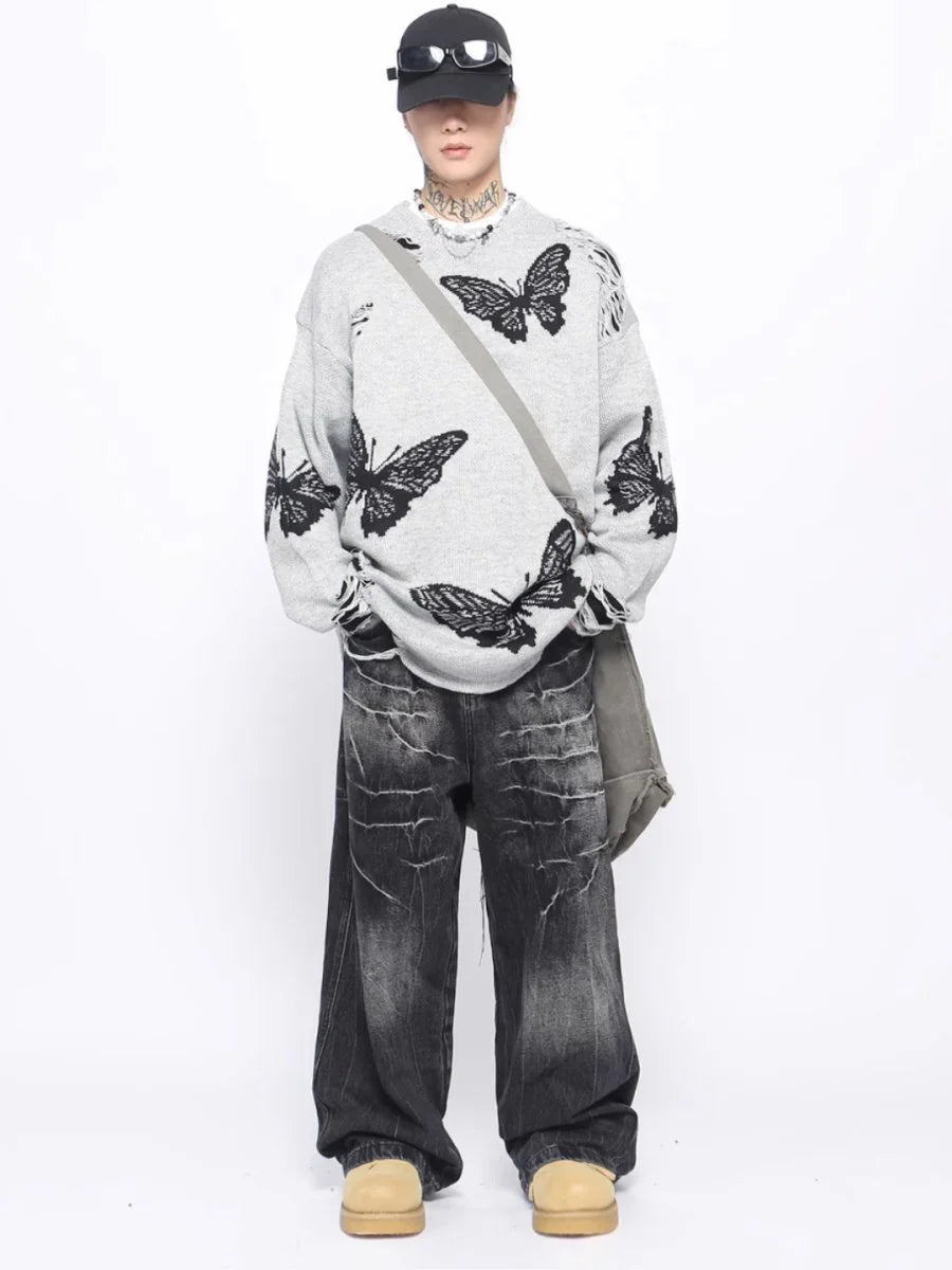 BROKEN HOLES DESIGN OVERSIZE KNIT sinclub3090