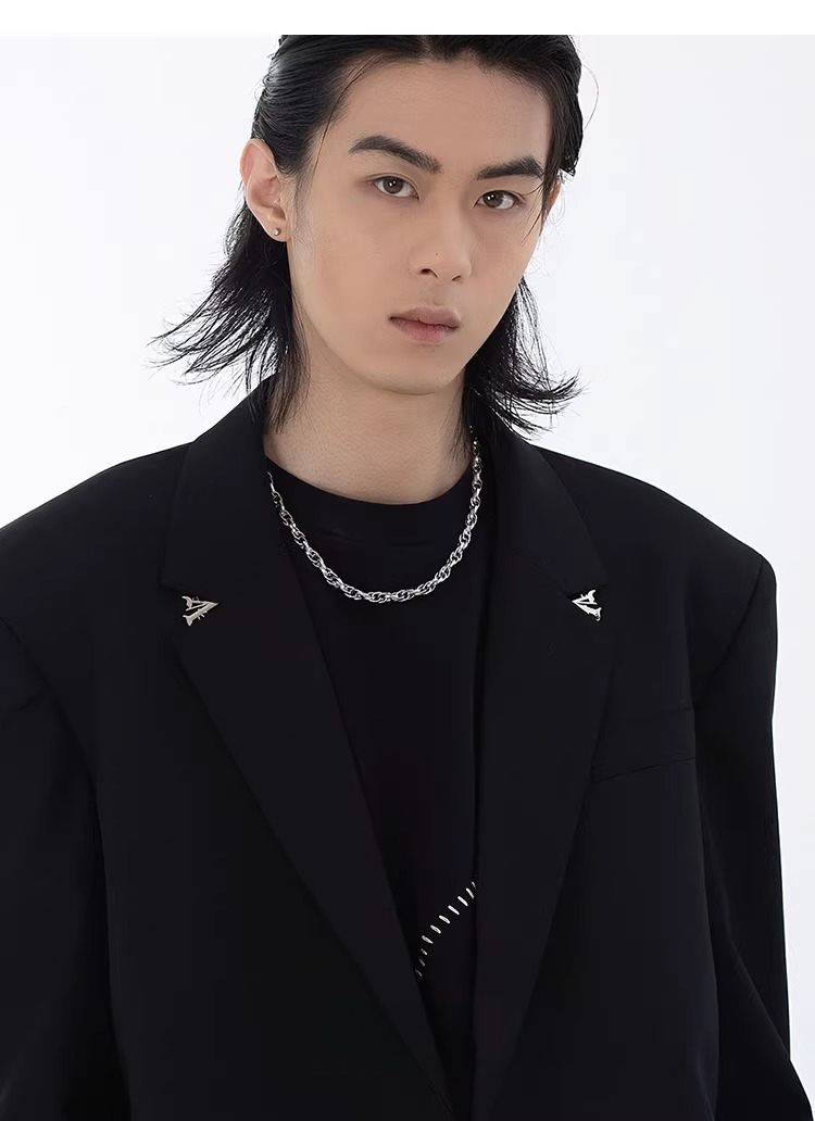 Simple retro woven necklace men's tide titanium steel thick chain WY038