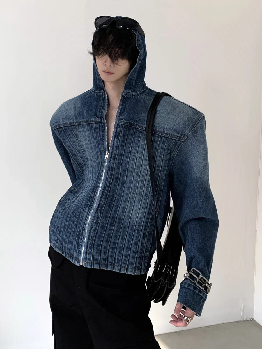 HIGH STREET HOODED DENIM JACKET sinclub1665
