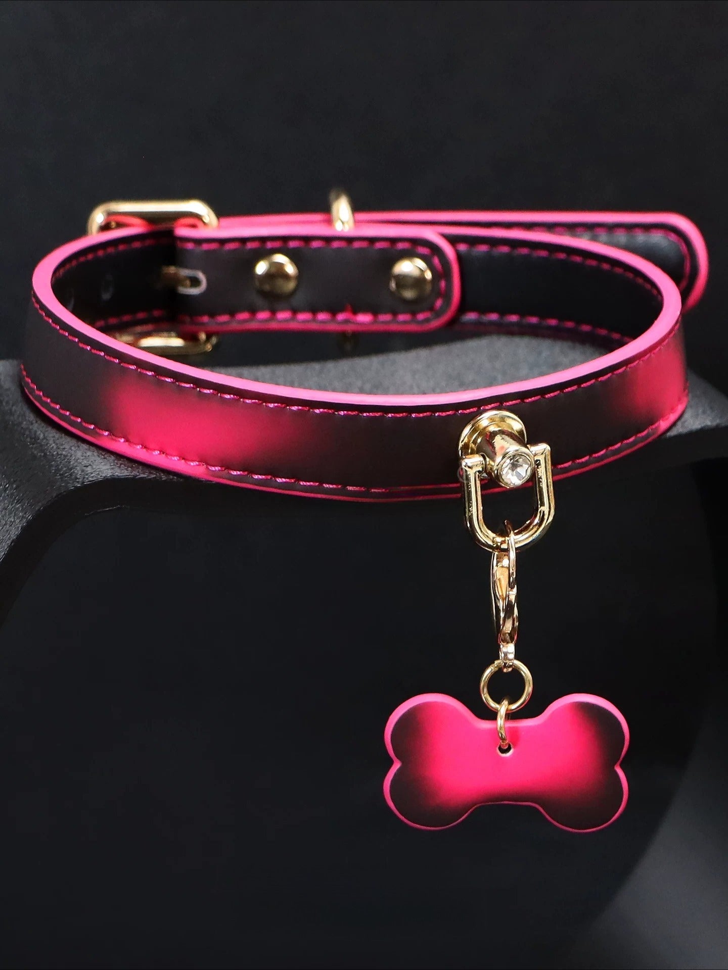 Temperature-sensitive color-changing bone collar Temperature-changing necklace Leather neck ring Neck jewelry Niche couple gifts
