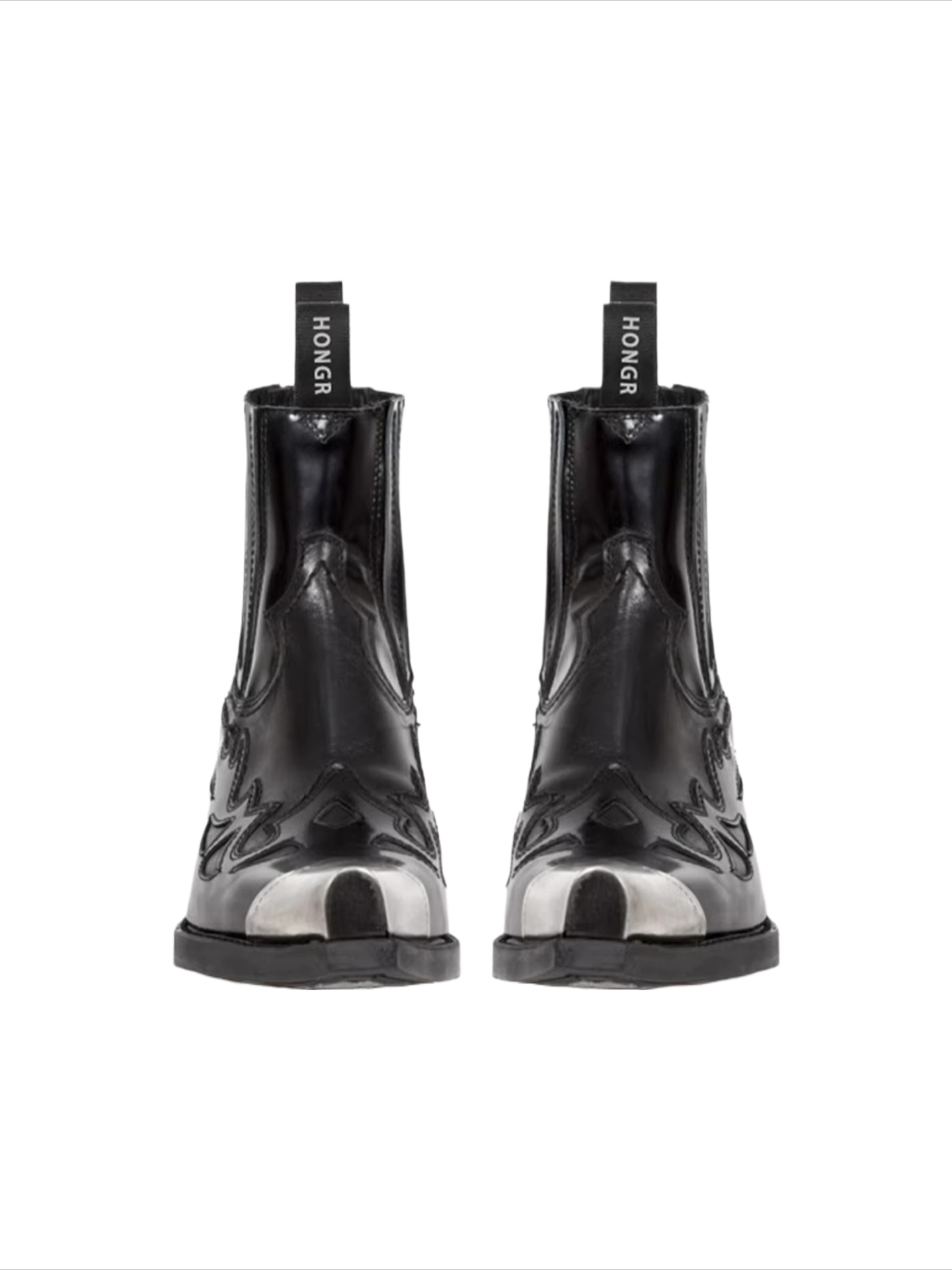 Handmade distressed genuine leather vintage metal toe cowboy boots square toe western chunky heel men's chelsea boots