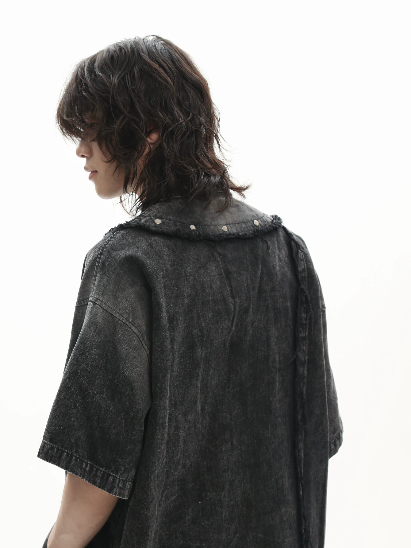 Heavyweight Studded Vintage Washed Denim Shirt