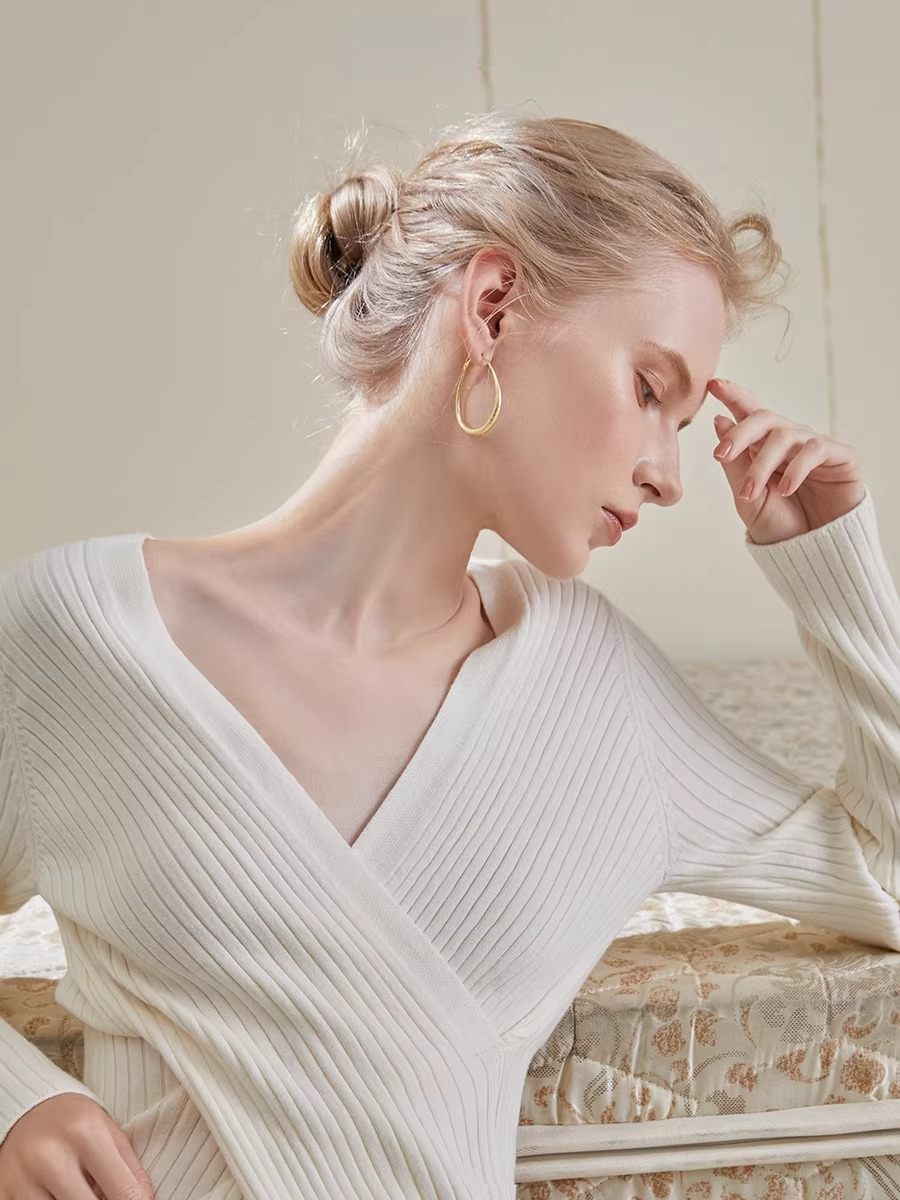 Droplet Ring Earrings Circle Earrings Stud Earrings Silver Needle Earrings WY022