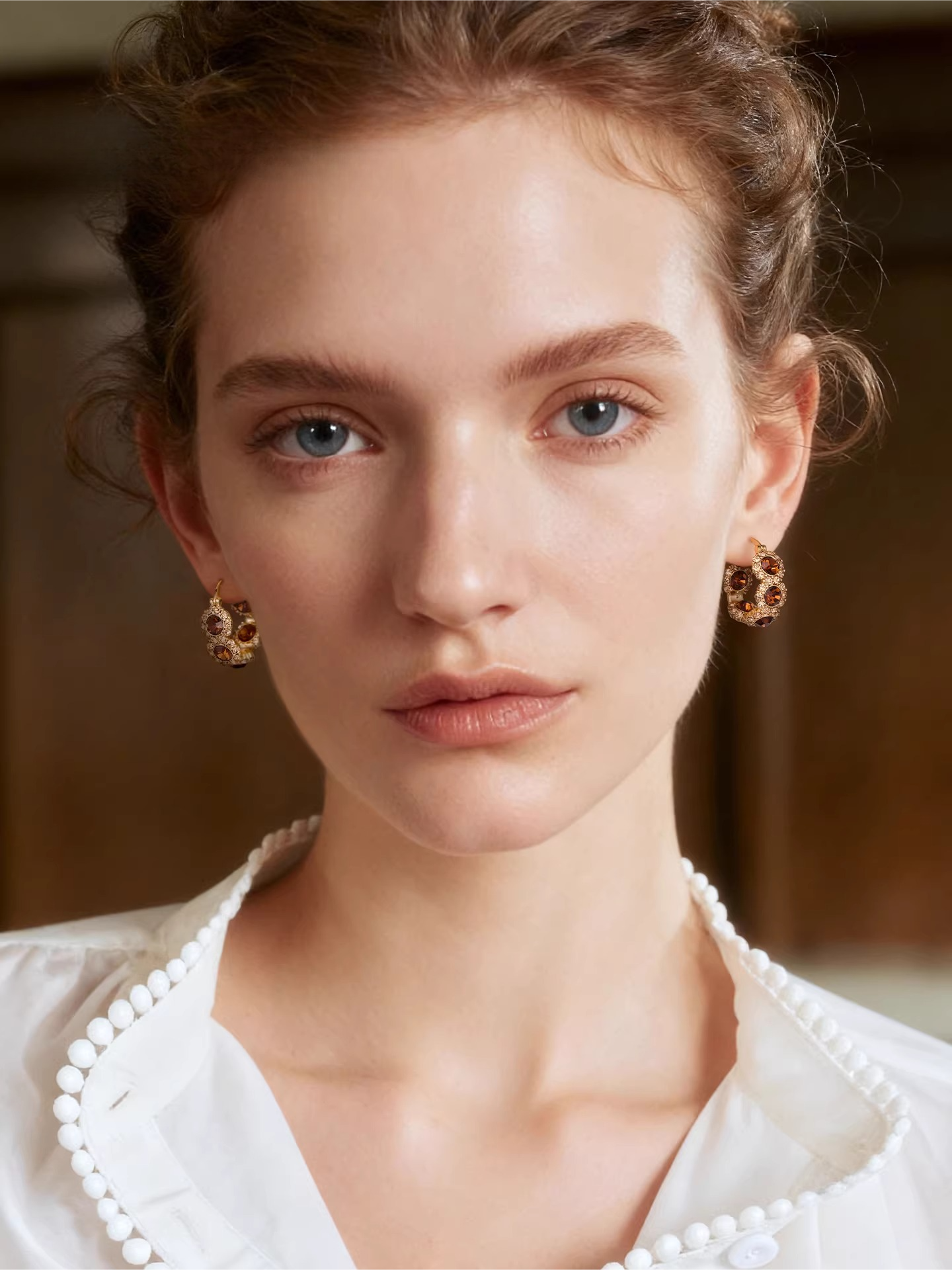 Gold earrings women's light luxury high-end temperament earrings WY020