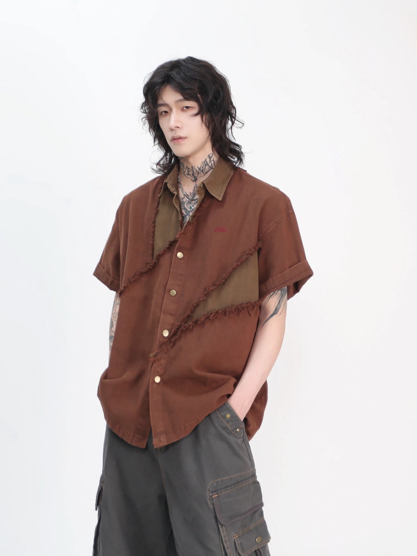 Heavyweight Distressed Deconstructed Short Sleeve Shirt