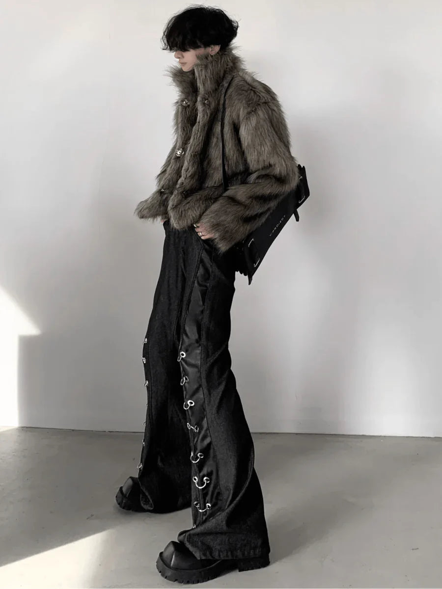 LONG HAIRY SHORT SECTION FAUX FUR COAT sinclub6581