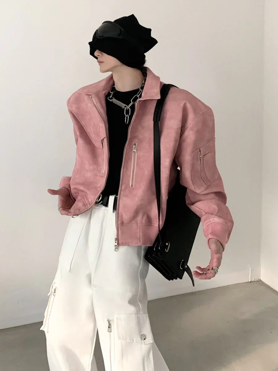 WASHED FROSTED LEATHER JACKET sinclub2454