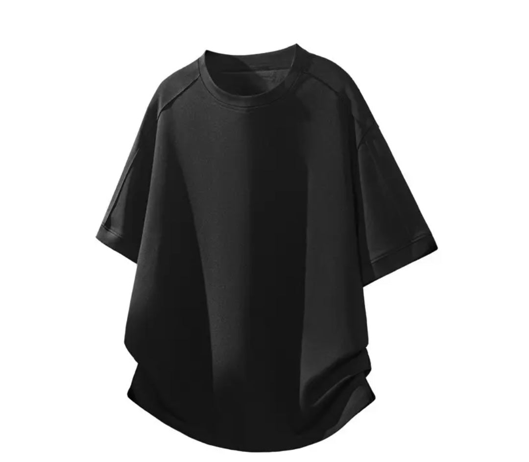 Spring new large size men's clothing pure color casual and versatile round neck short sleeve loose T-shirt