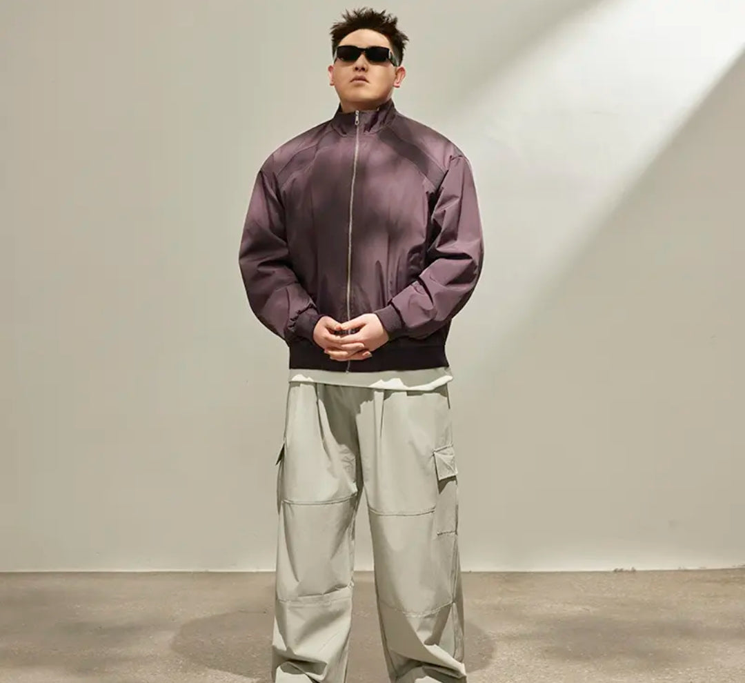 Spring new large-sized men's clothing, versatile and loose jacket, stand-up collar