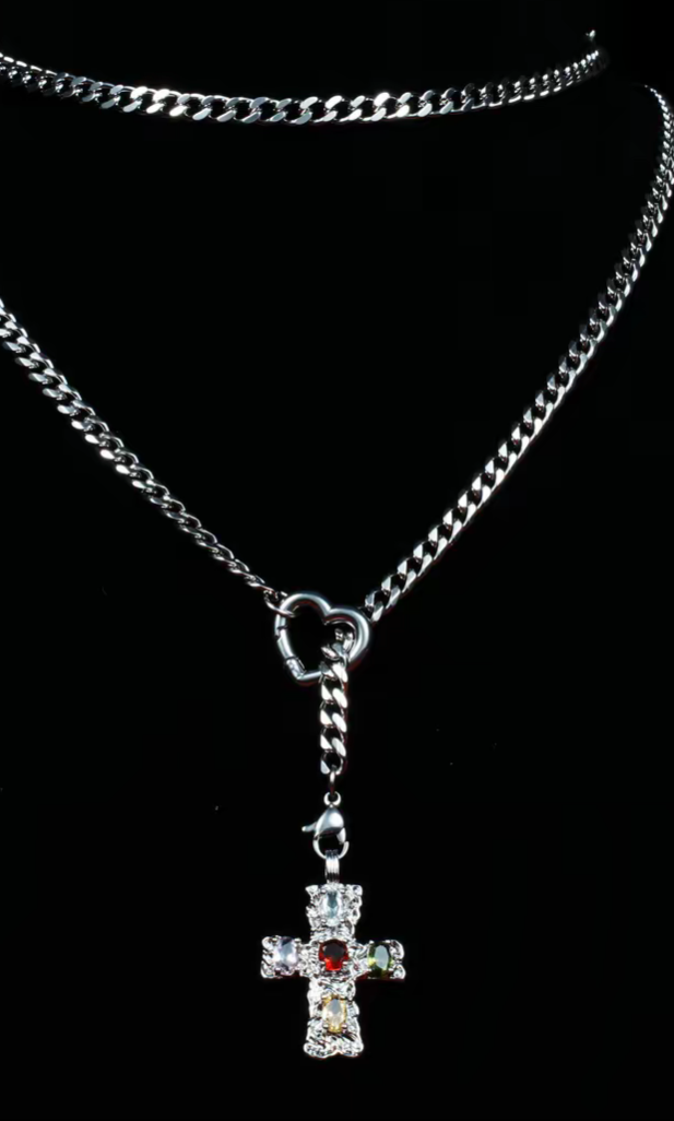 Titanium steel necklace, cross necklace, choker necklace, simple choker, decoration