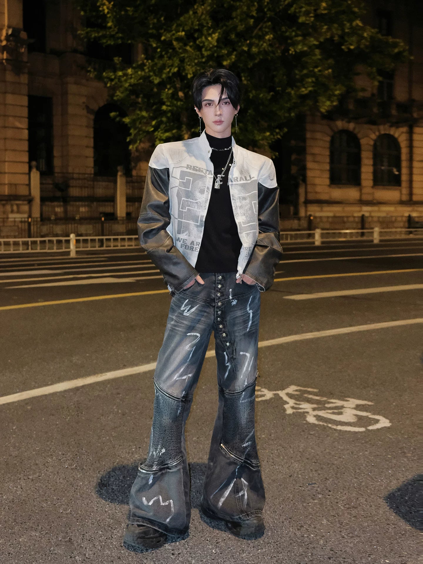 Trendy brand jacket for men - new spring/autumn collection - men's apparel with skull print, ins-style design, and retro vibe sinclub1903