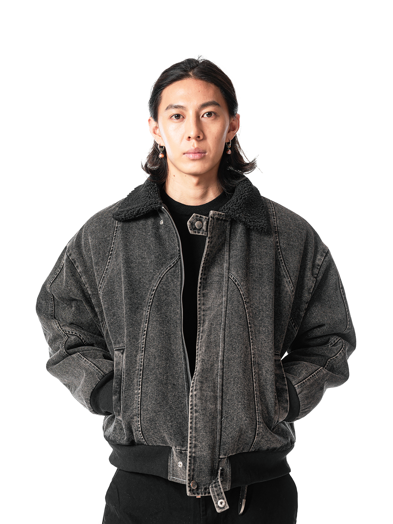 Vintage-inspired lambswool washed denim jacket SIN0826