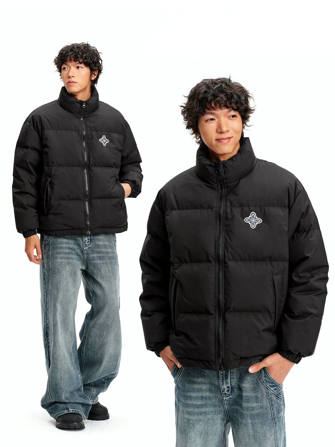 Cross-stitch embroidered logo 90% down puffer jacket SIN0846