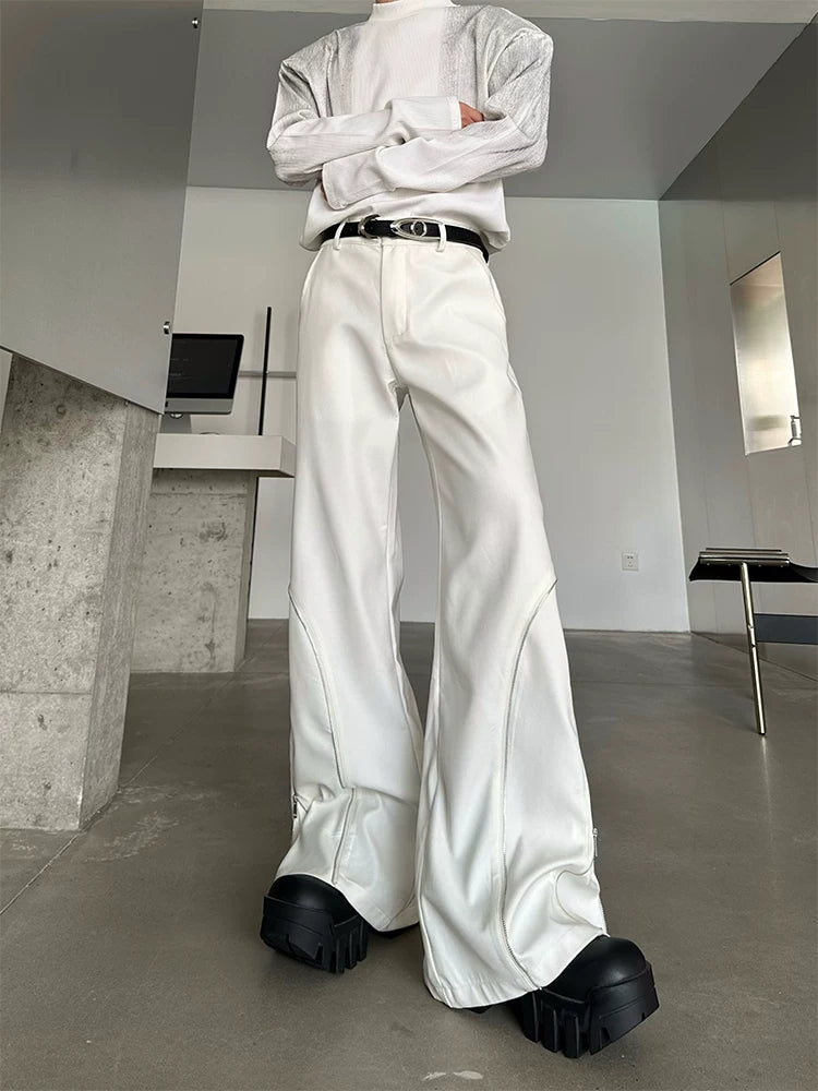 Niche stylesense of design original slimming look micro-flared zipper trousers spring classy sense of suit pants