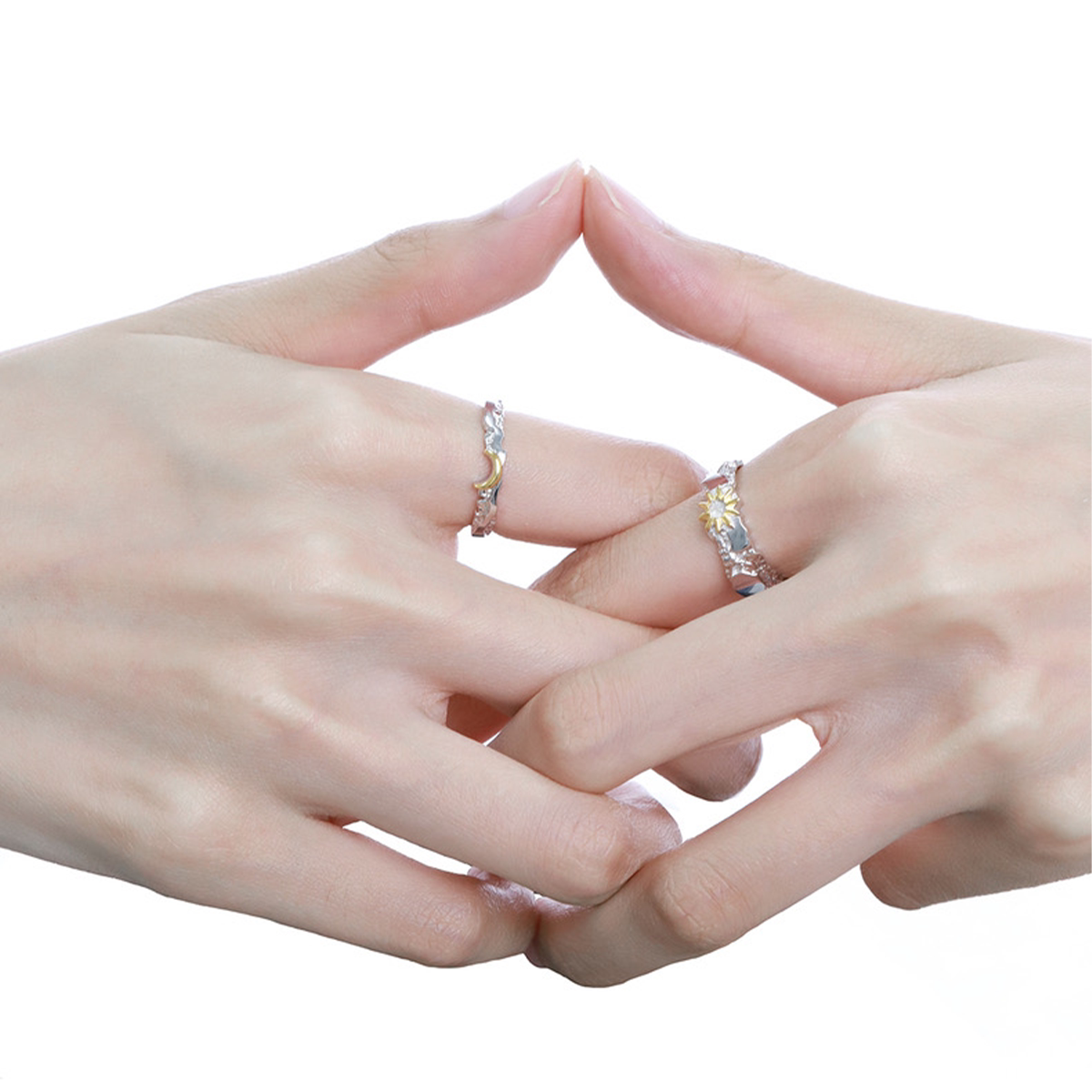 Adjustable open ring - minimalist luxury, unique design, high-end star & moon couple rings for men WY8012
