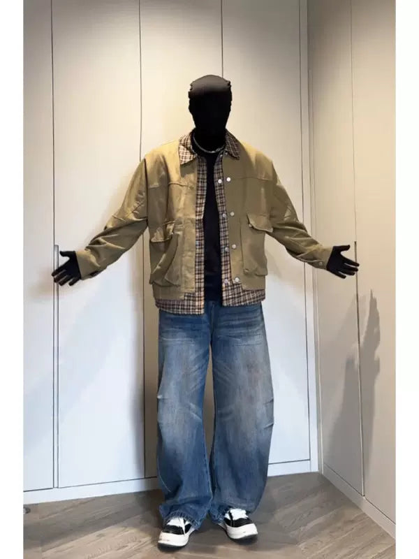 Scimitar profile jeans men's wide-leg pants banana pants WY069