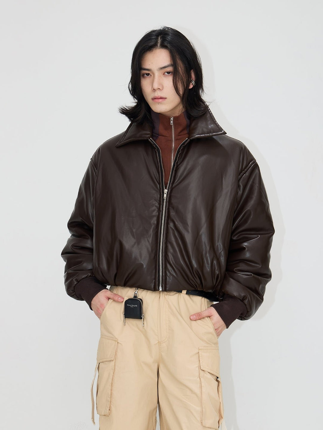 Vintage Drop Shoulder Leather Cotton Jacket sinclub9673