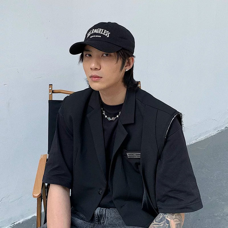 Washed letter distressed baseball cap - men's vintage hat