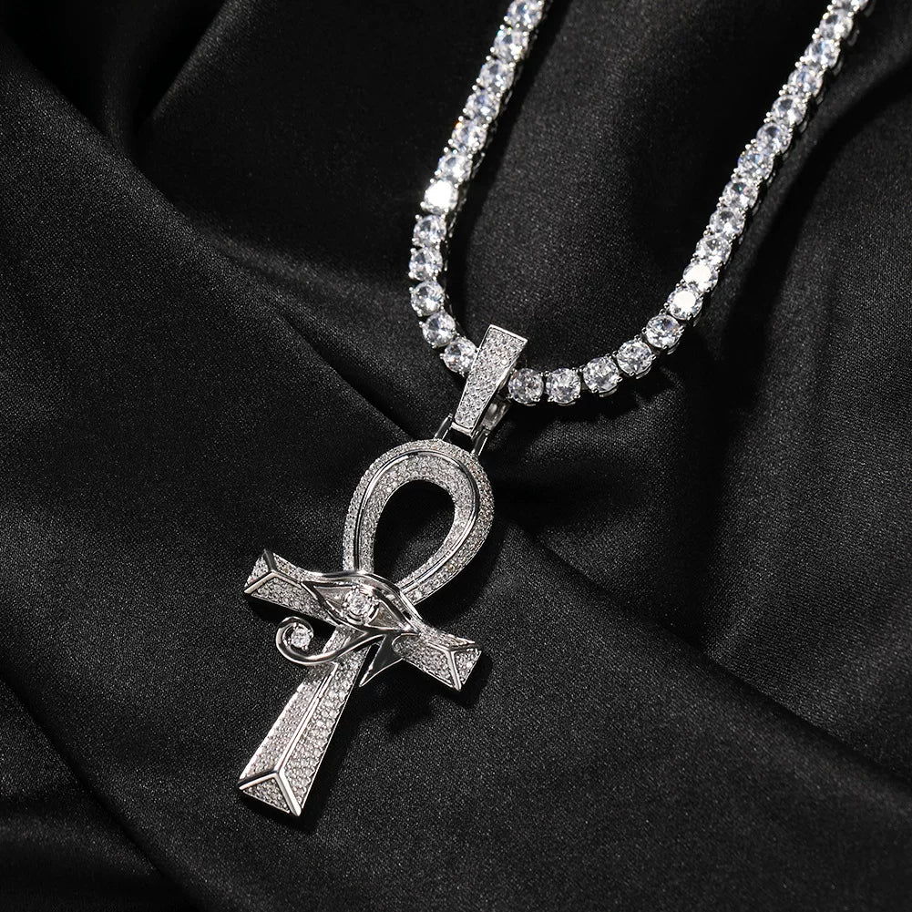 American hip-hop full diamond eye of horus ankh cross pendant SIN028