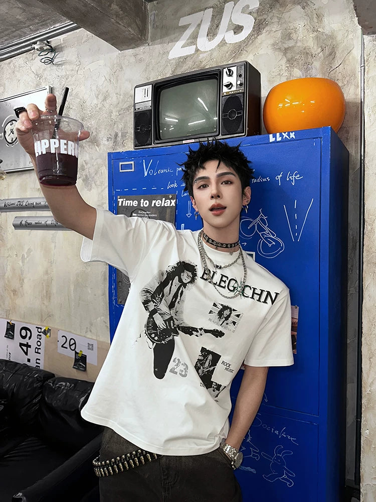 Trendy brand short-sleeve t-shirt for men - new summer streetwear print design, pure cotton, relaxed fit tee sinclub6902