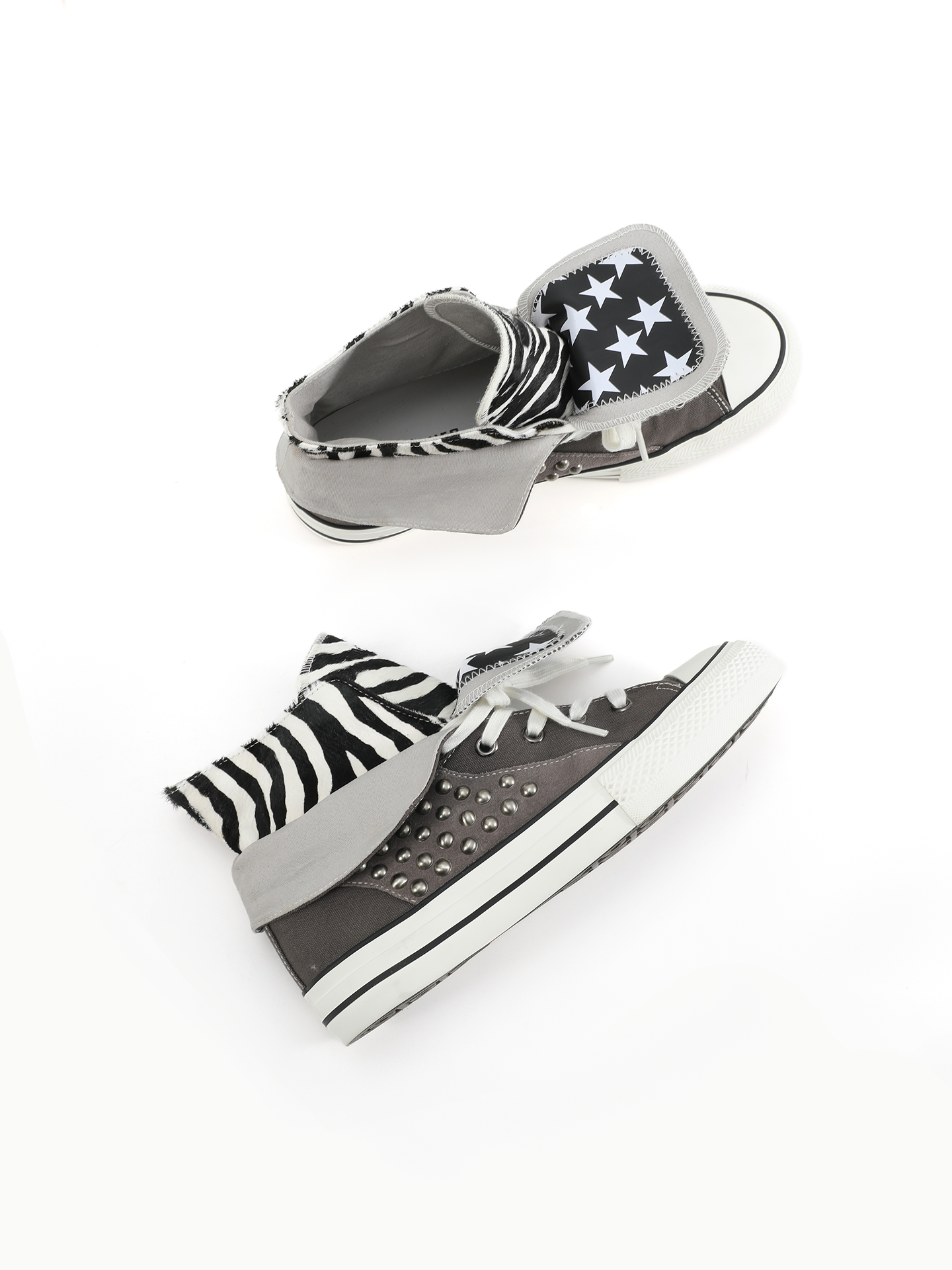 Zebra Haircalf Star Canvas Sneakers-sinclub80