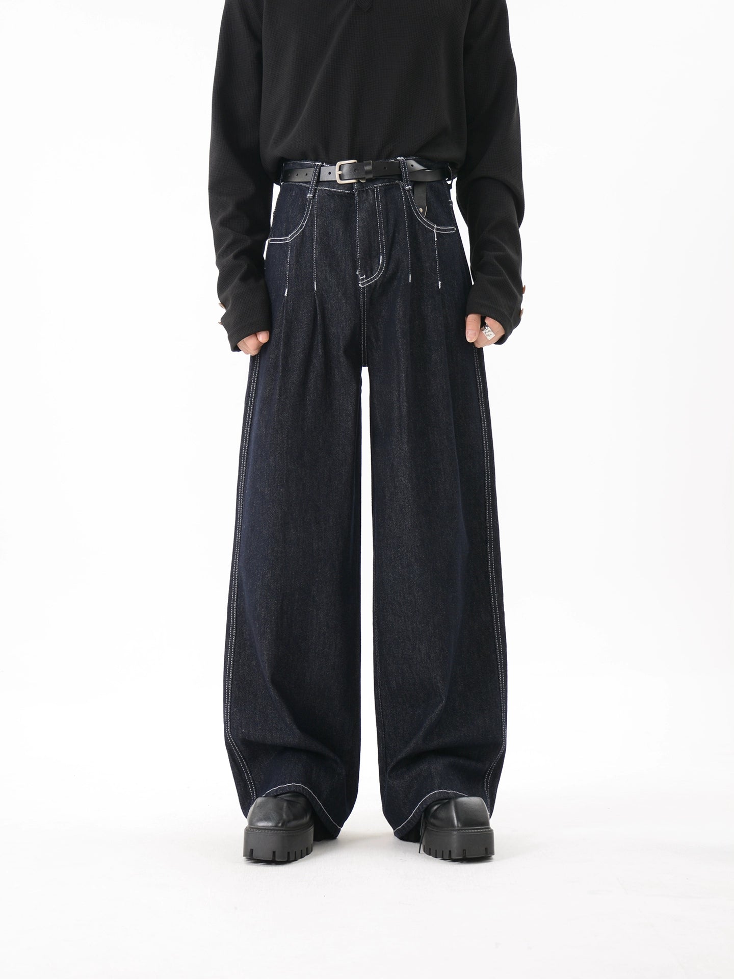 Design Double-pleated Wide-Leg Jeans SIN0805