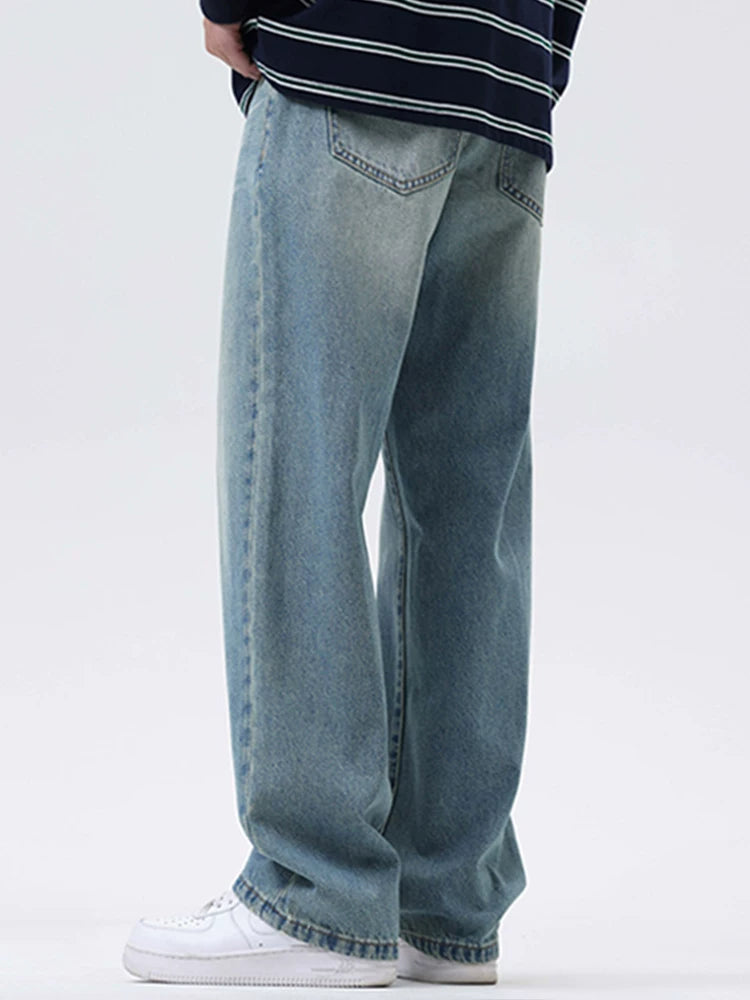Loose straight jeans men's wide pants trousers WY071