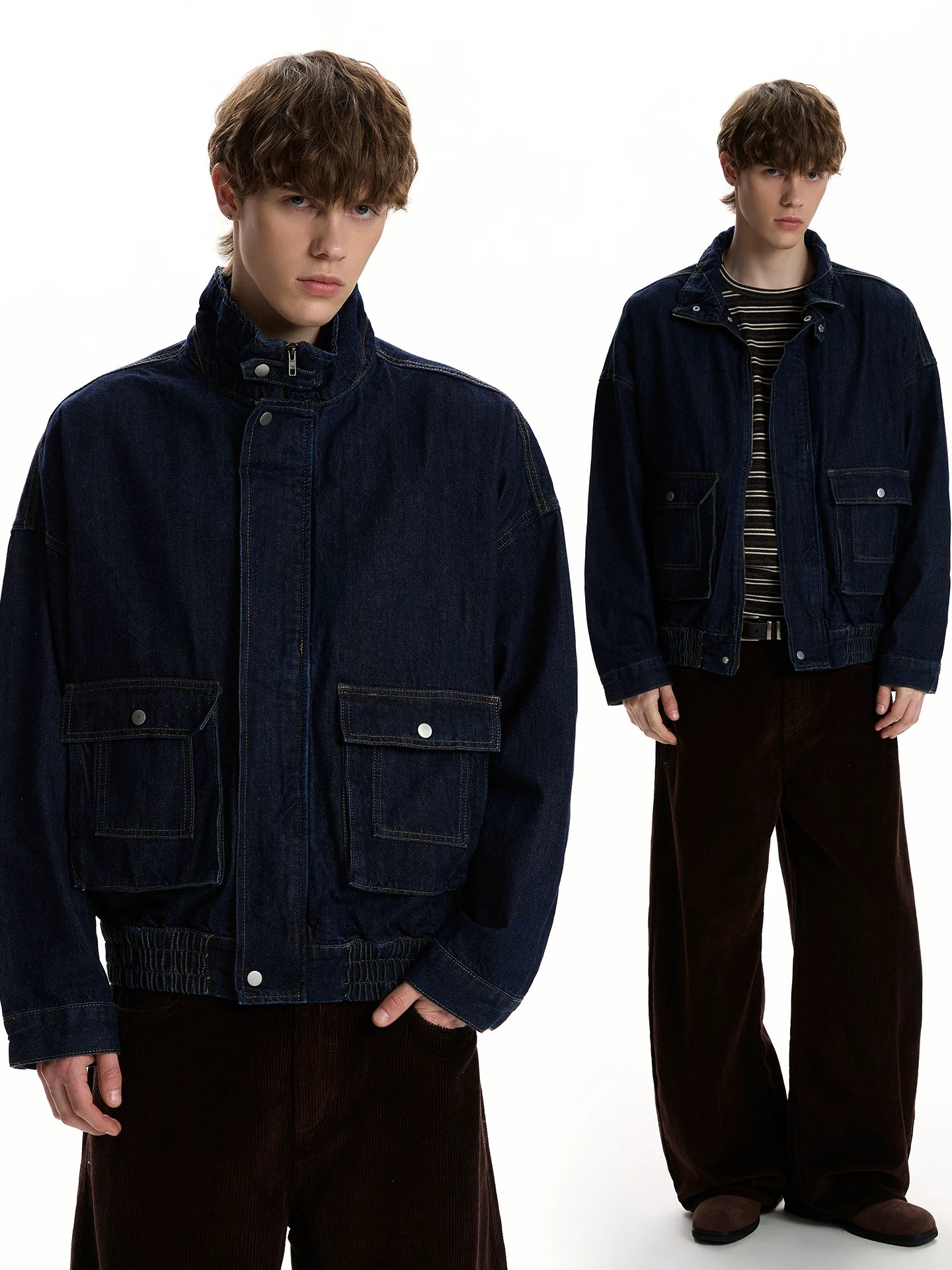 Denim jacket old money barn style silhouette loose short jacket WY042