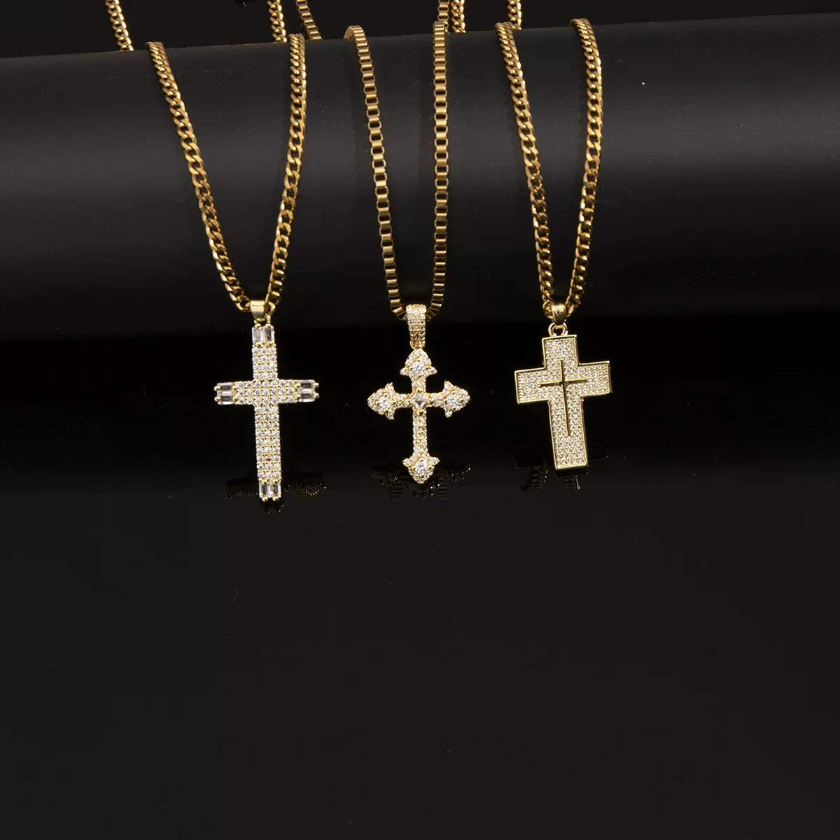 European and american style new copper inlaid zircon cross necklace SIN029