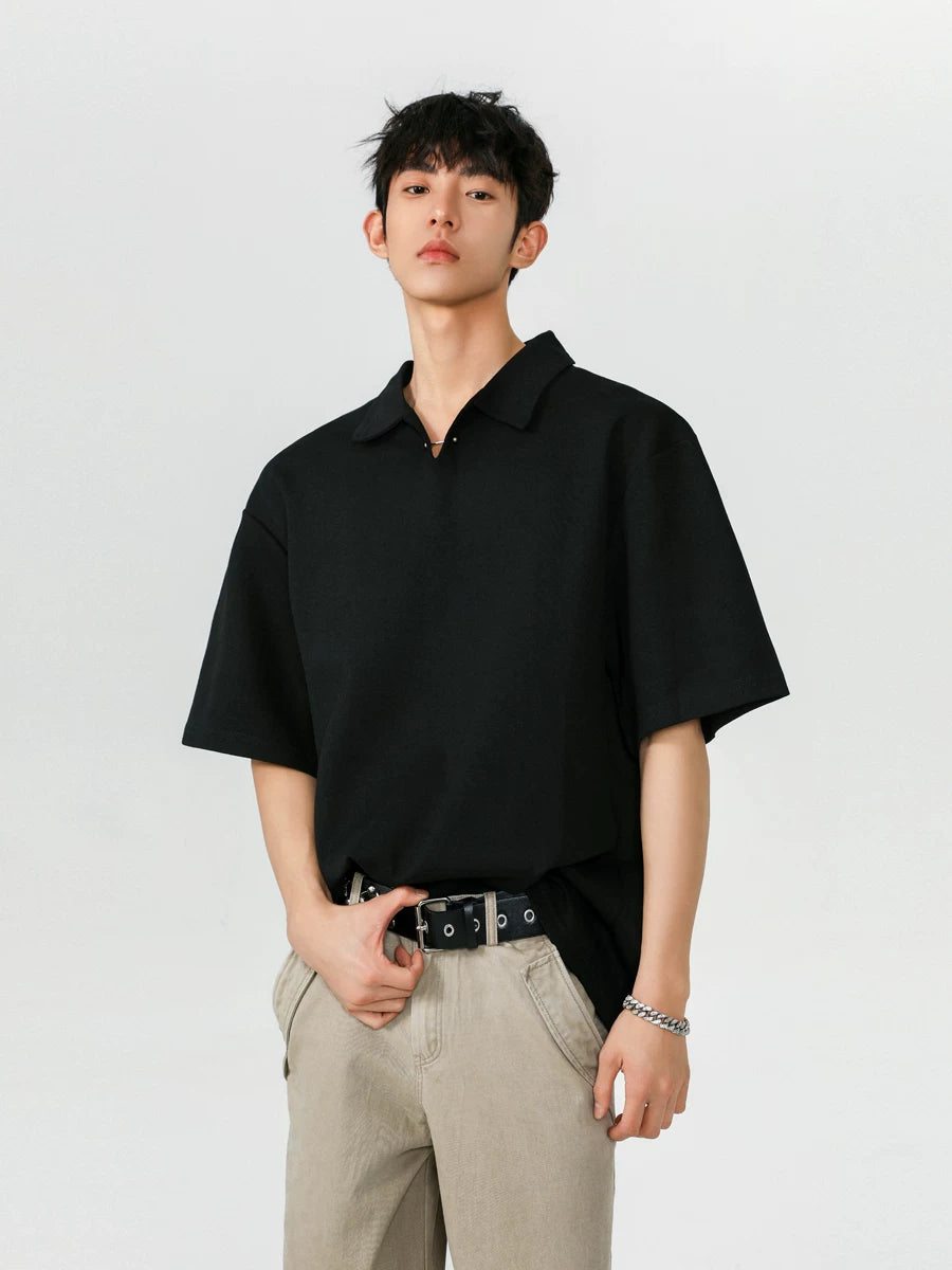 Seagull collar gray short-sleeved men's polo shirt SIN010