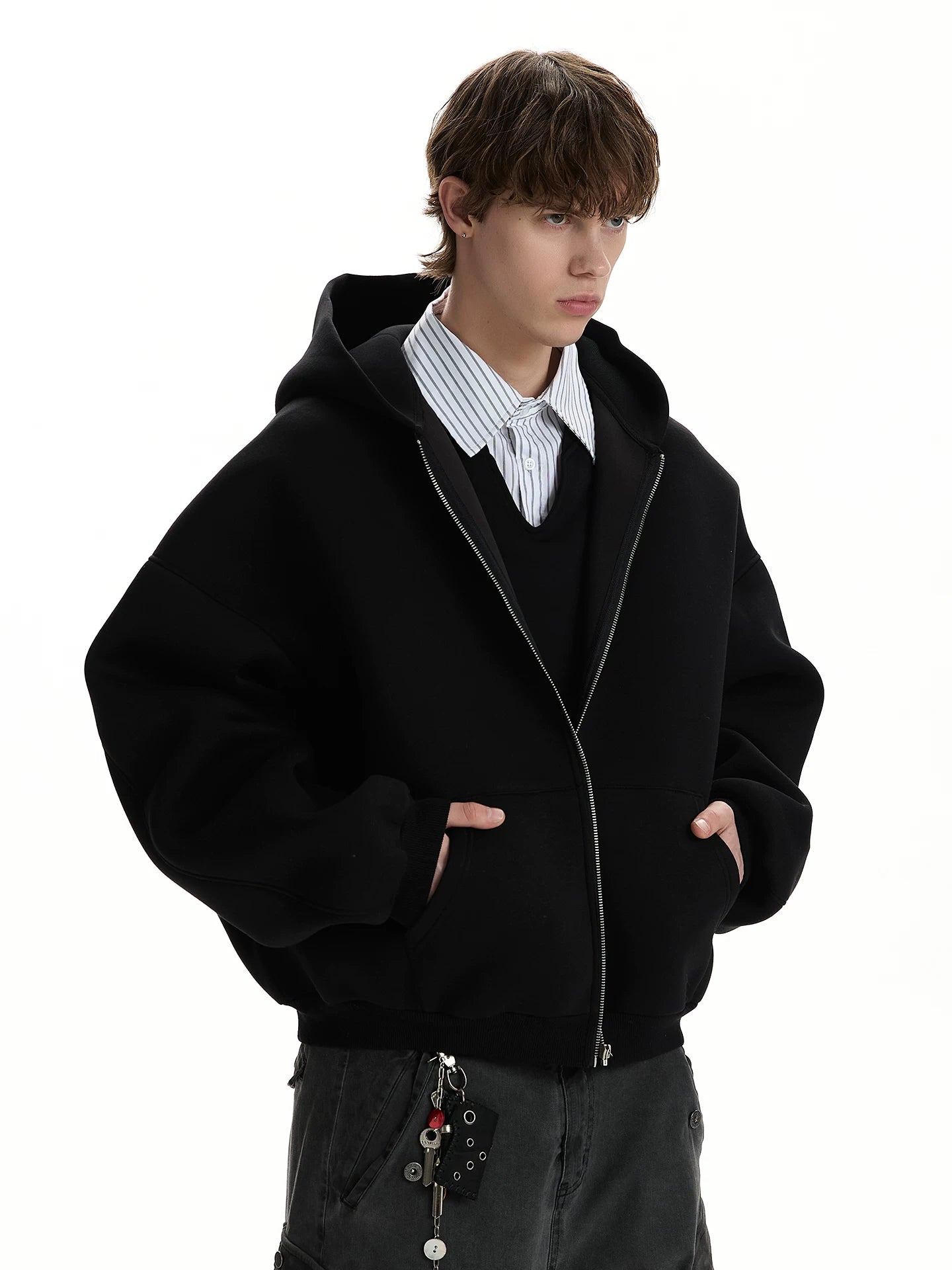 High Street American Cleanfit Hooded Cardigan Sweater Jacket Zip Hoodie WY044