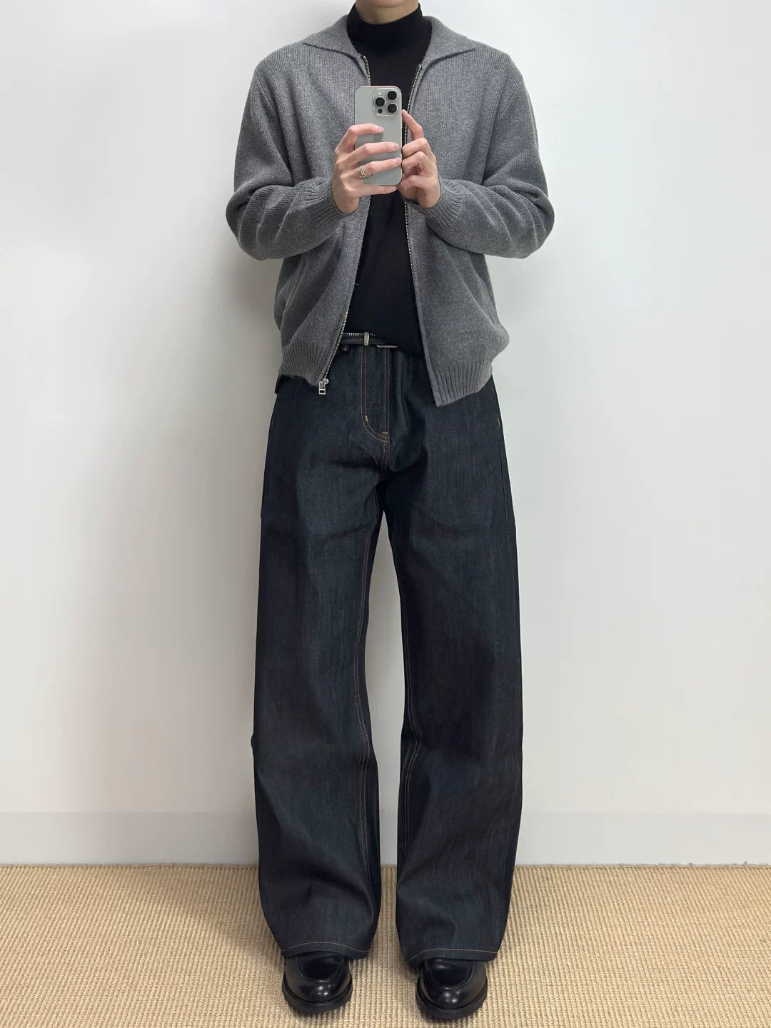 Sinclub25fw 06 14 oz small a-line straight wide leg casual raw denim jeans for men and women