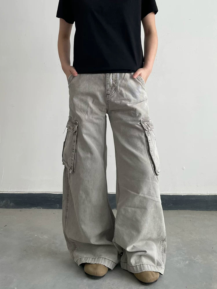 American high street workwear pants easiest for match pants baggyclassy casual wide leg straight-legjeans sinclub5469