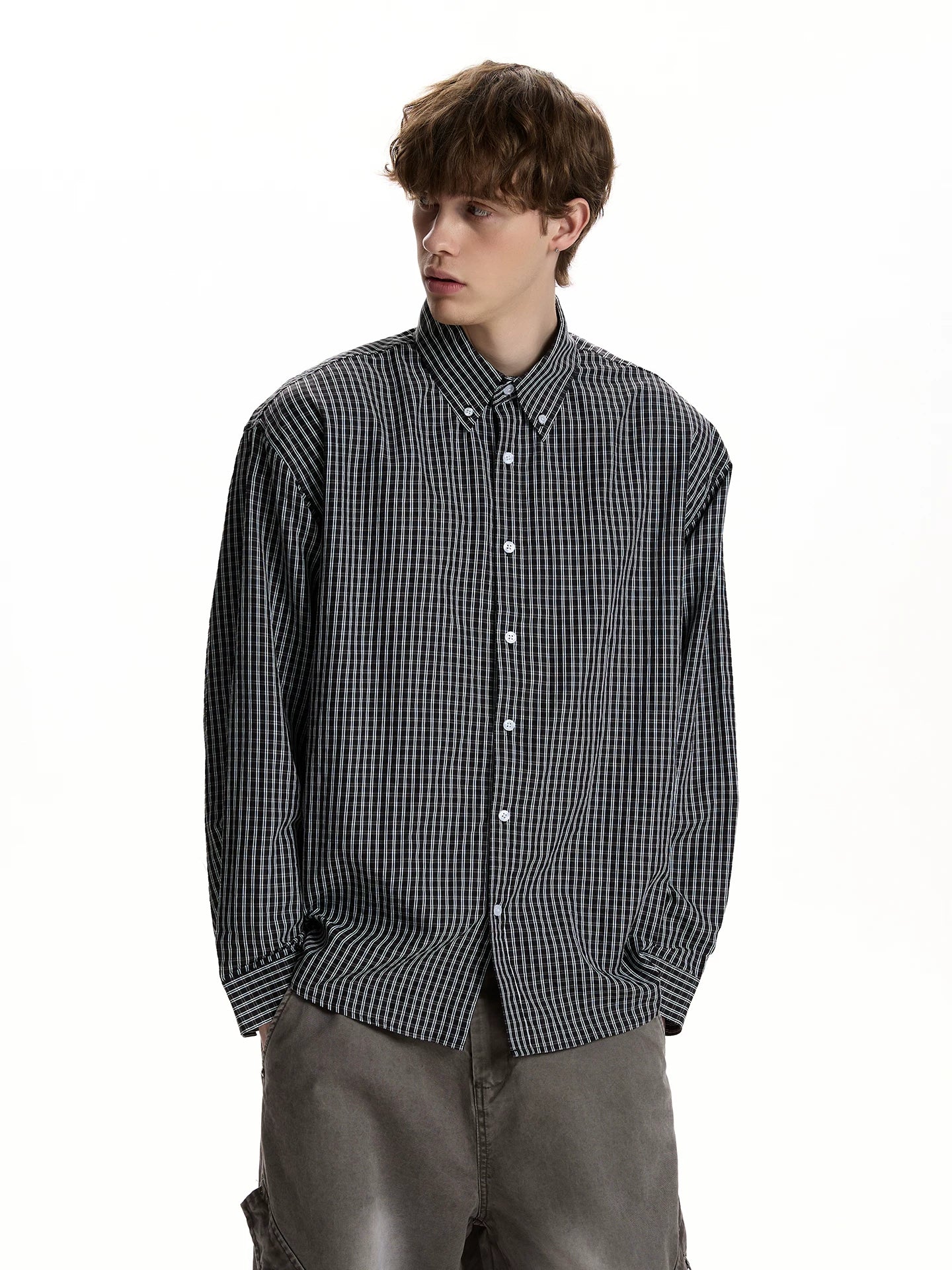 American retro classic plaidlong sleevesshirtcleanfitcasual inner shirt SIN039