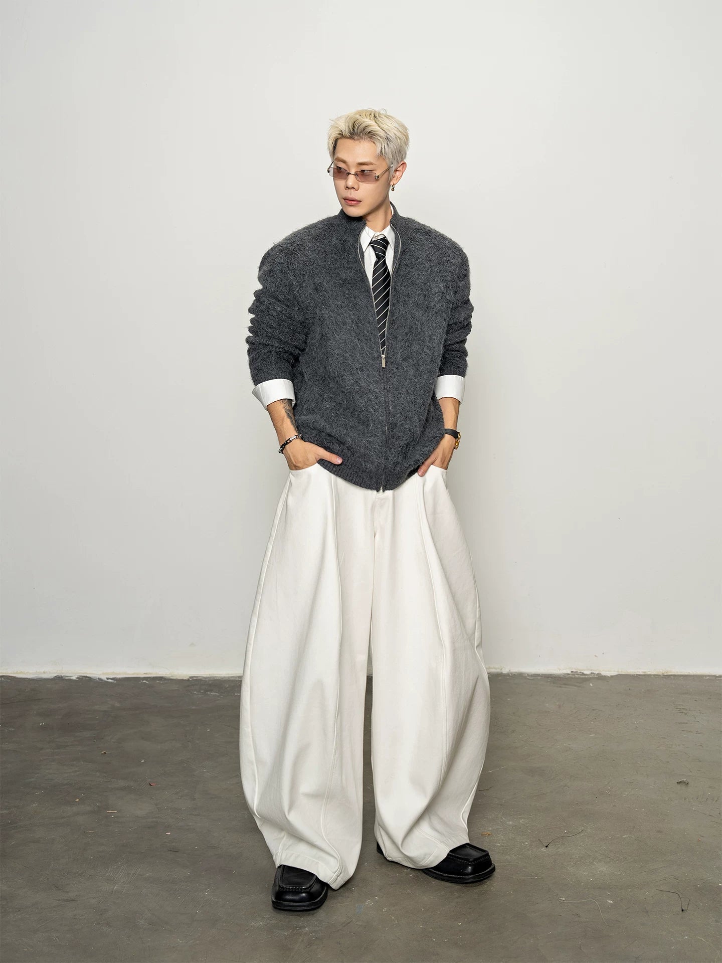 Three-dimensional silhouette white scimitar balloon casual pants looseeasiest for match anti-wrinkle wide-leg pants