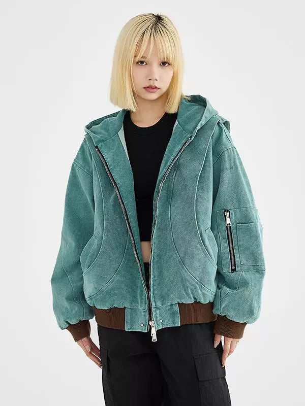 Spring and Autumn Guochao American High Street Vintage Detroit Jacket Trendy Brand Hooded Jacket Men and Women