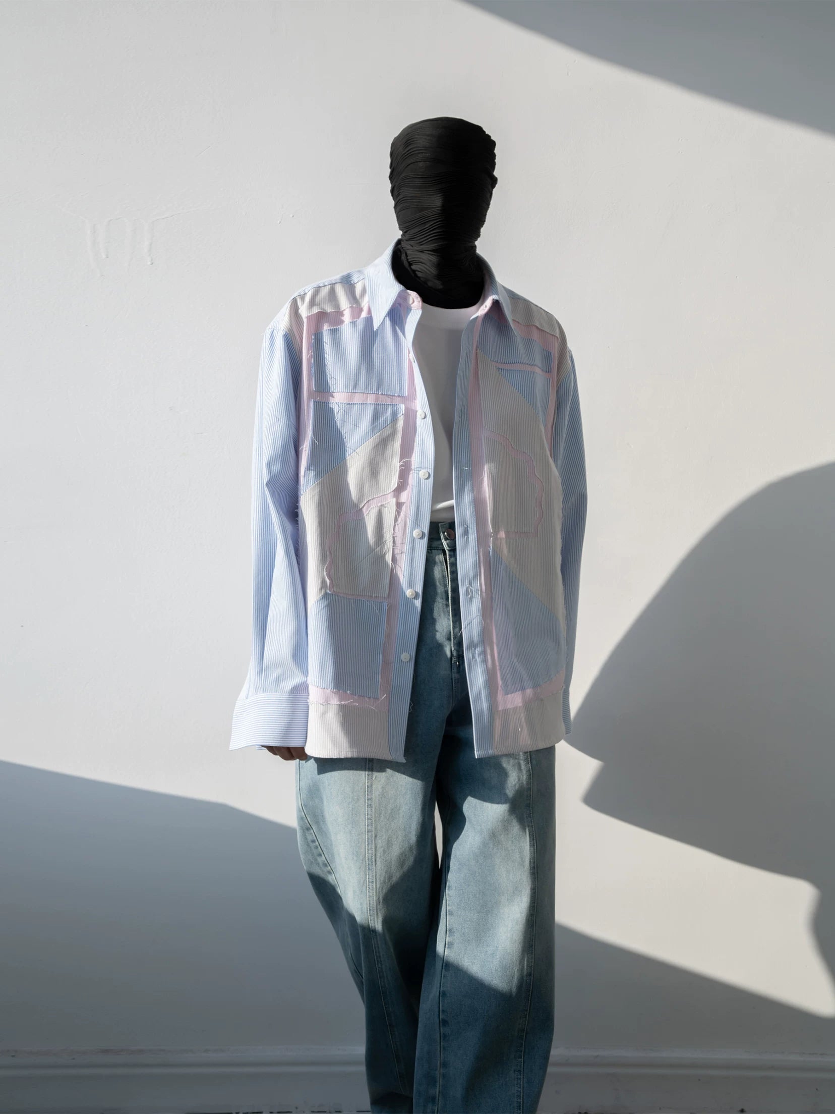 Original design spring/summer color block striped shirt - men's loose fit casual streetwear style sinclub6619