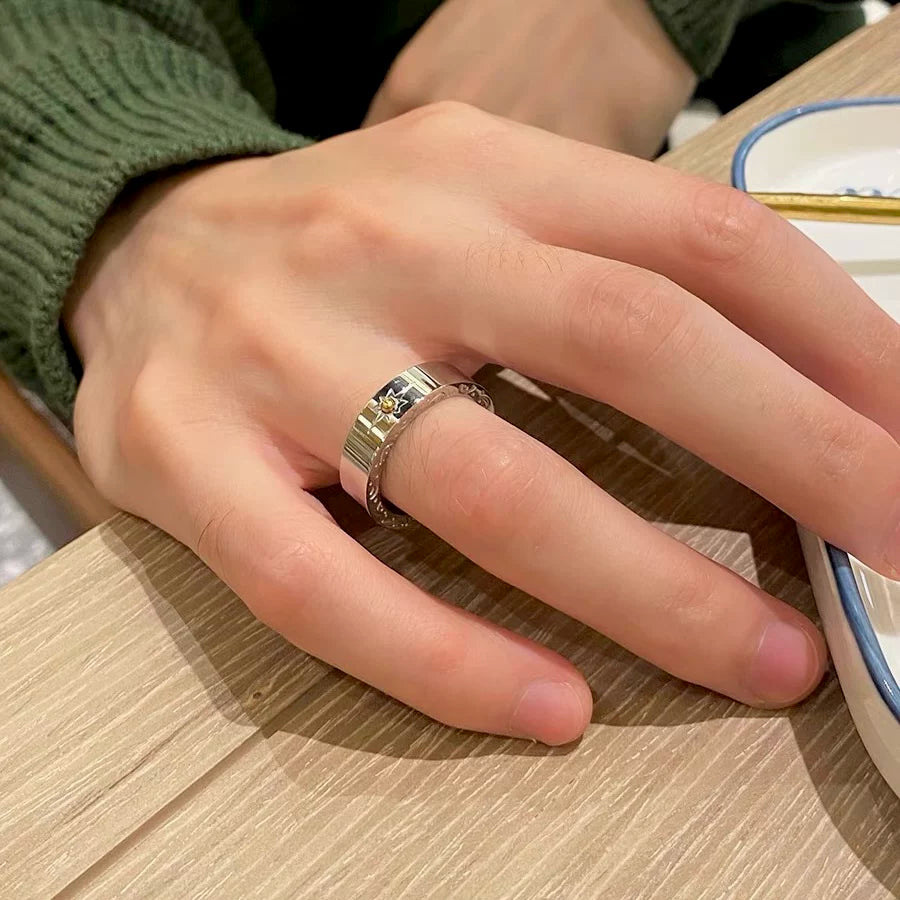 Niche styleclassyplus size titanium single index finger ring for men stylish non-fading high street trendy ring WY8015
