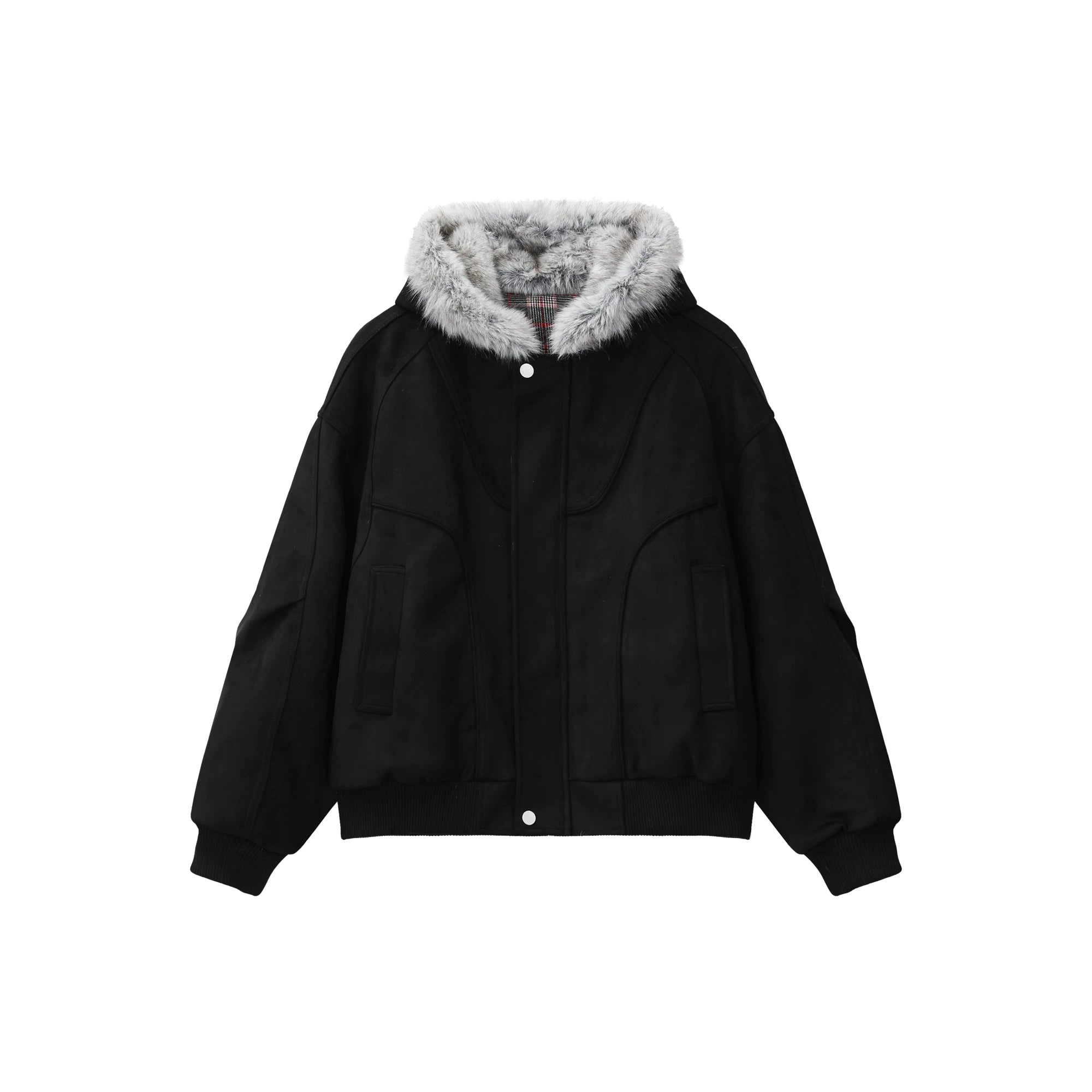 Harrington fur collar hooded cotton thick bomber jacket SIN0860