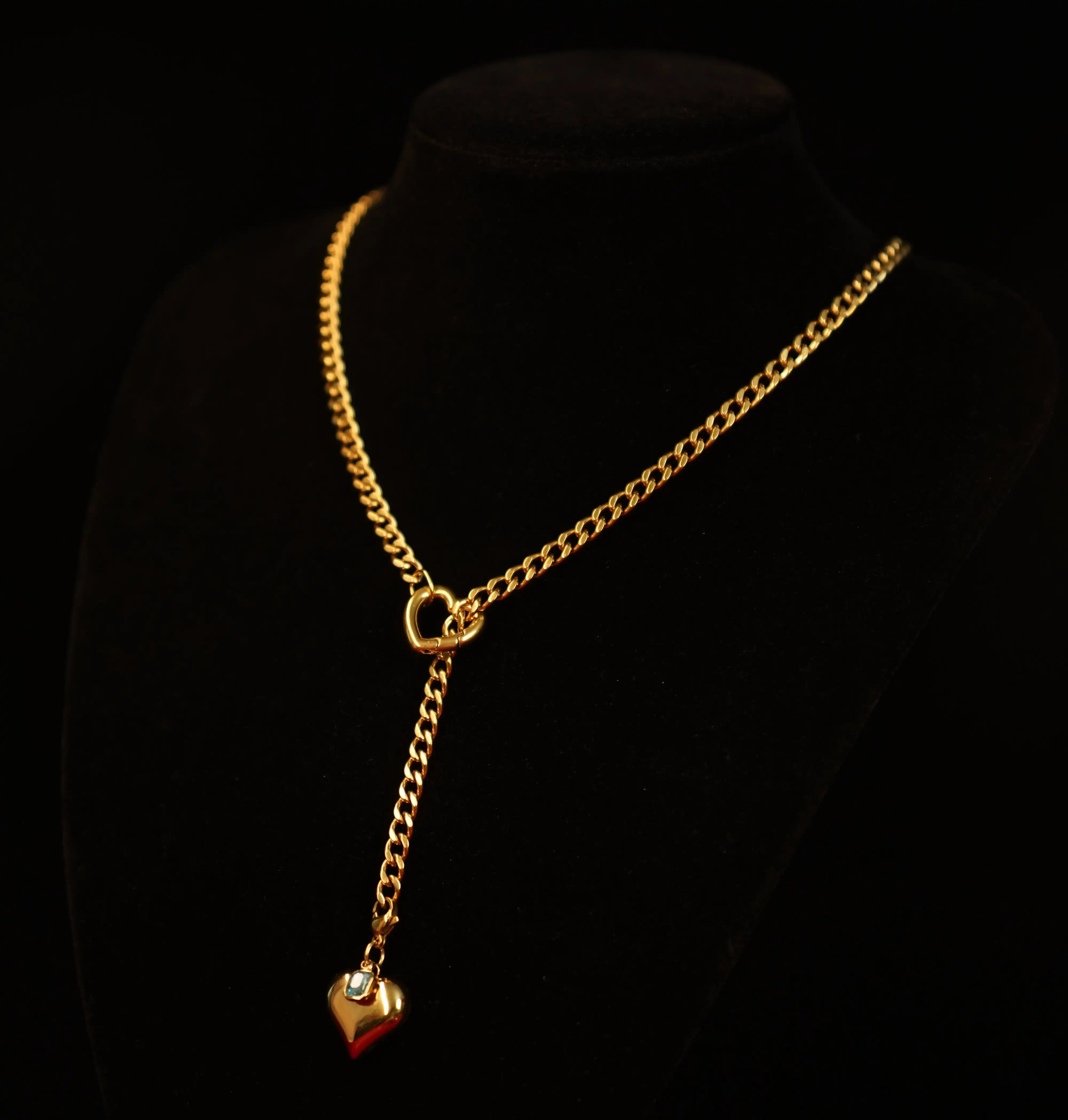 Gold and silver heart-shaped clavicle chain versatile WY063