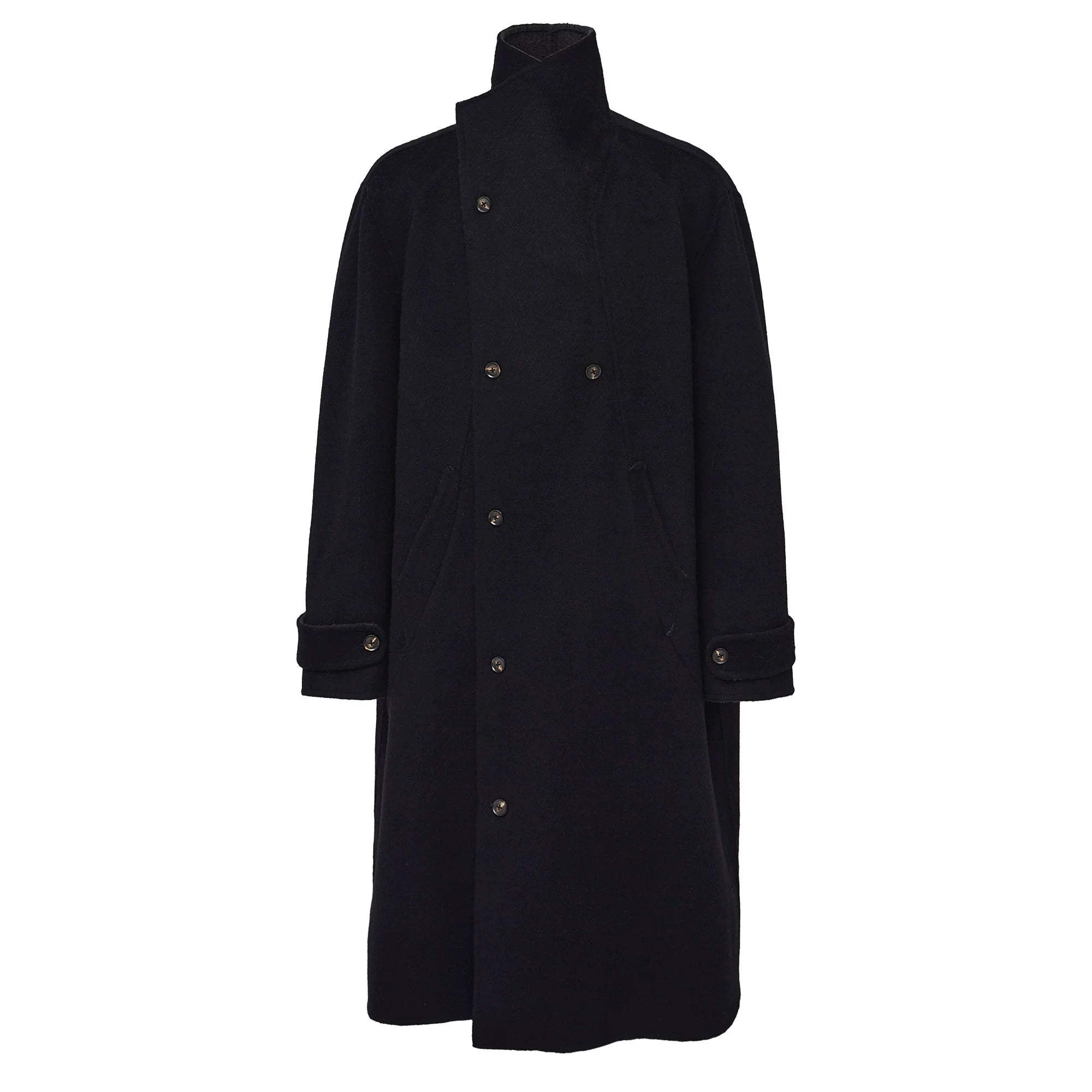Multi-form double-sided nylon black and gray two-color multi-collar 70 wool fine imitation warm wide-shaped nylon coat
